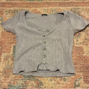 Brandy Melville Gray Ribbed Crop Top